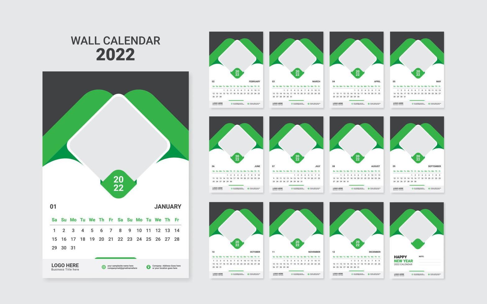 plantilla de diseño de calendario 2022 vector