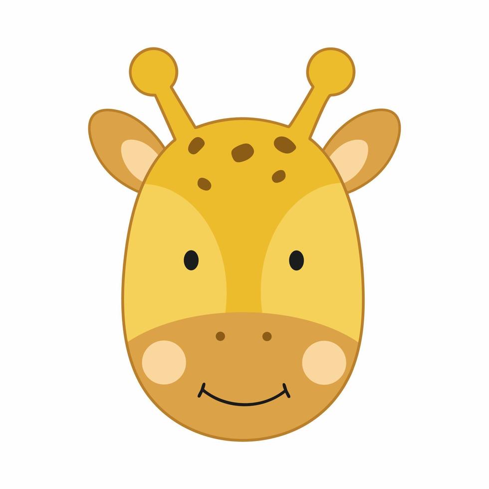 Giraffe face for a children's book with animals. Cute giraffe vector. vector