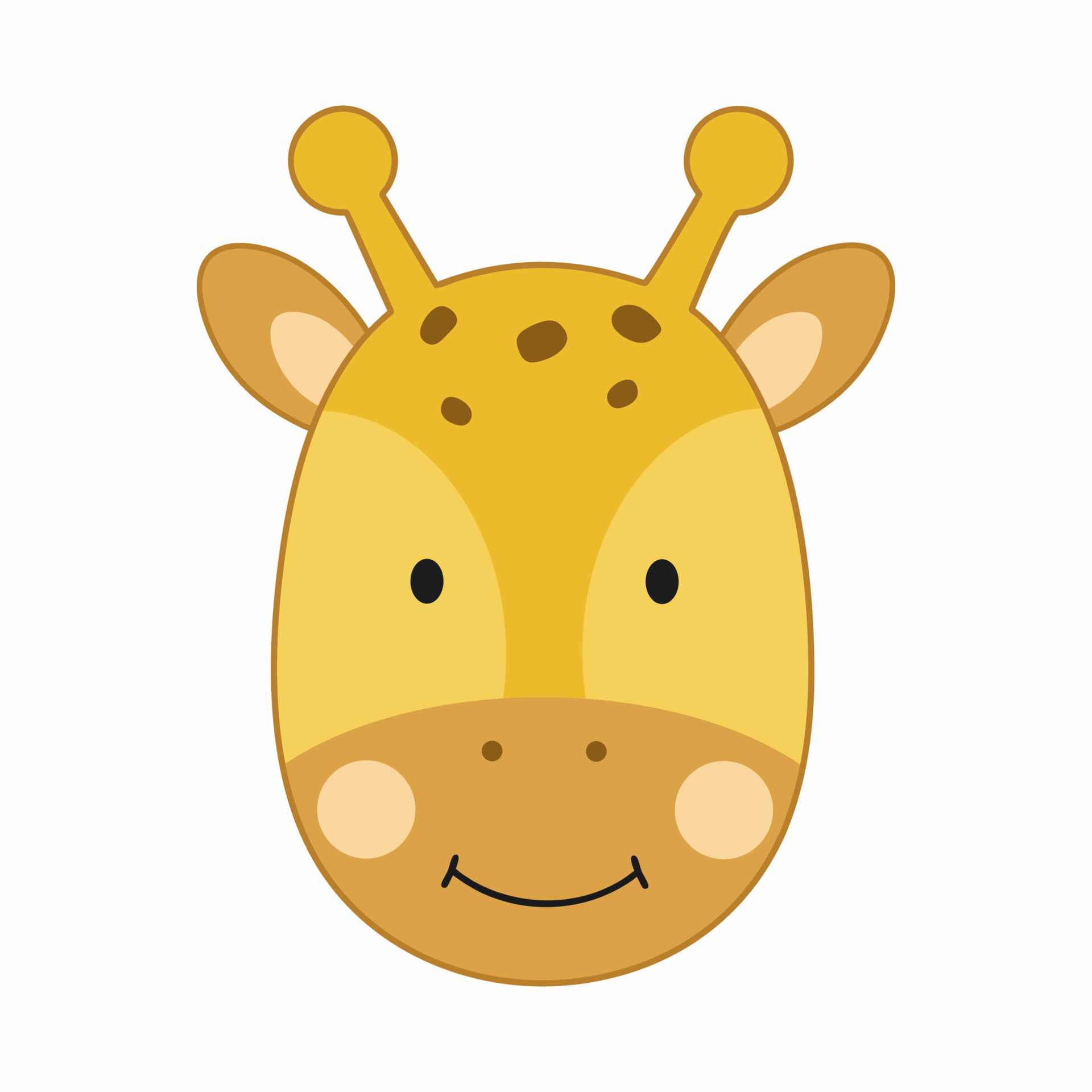 Giraffe face for a children's book with animals. Cute giraffe vector