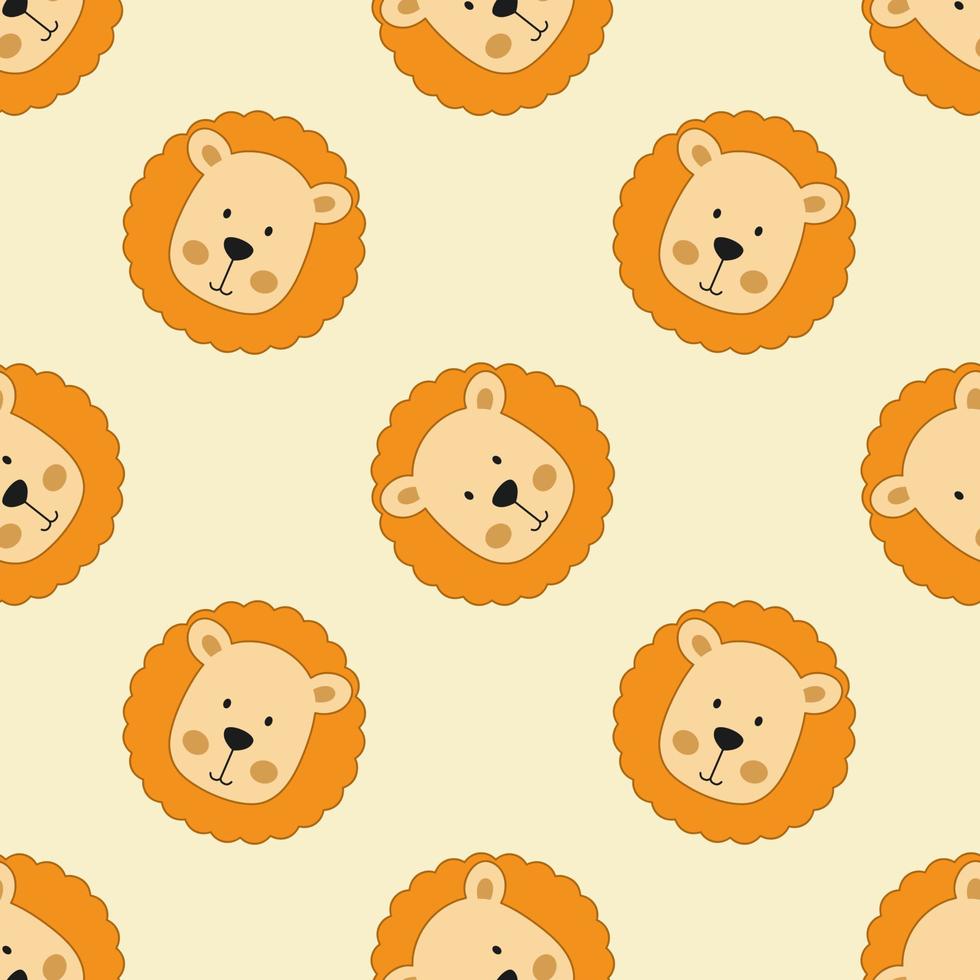 Endless background with lions for kids. Seamless pattern for printing on fabric, packaging paper and textiles. vector