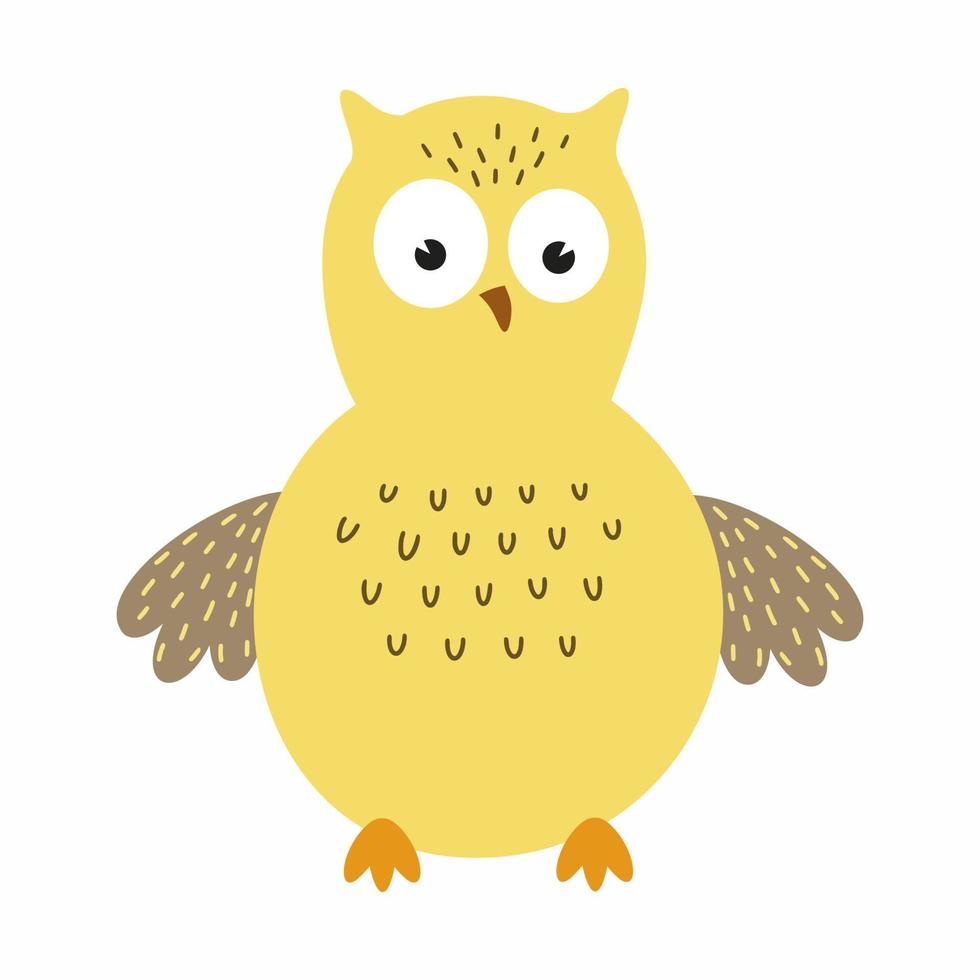 Funny owl for kids in doodle style. vector