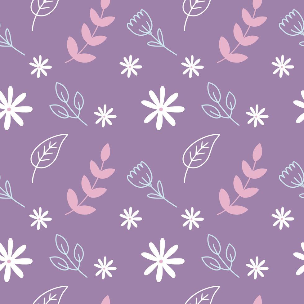 Seamless pattern with a pattern of twigs and plants. Endless background for printing on fabric, textiles and packaging paper. vector
