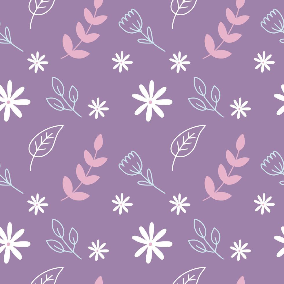 Seamless pattern with a pattern of twigs and plants. Endless background for printing on fabric, textiles and packaging paper. vector