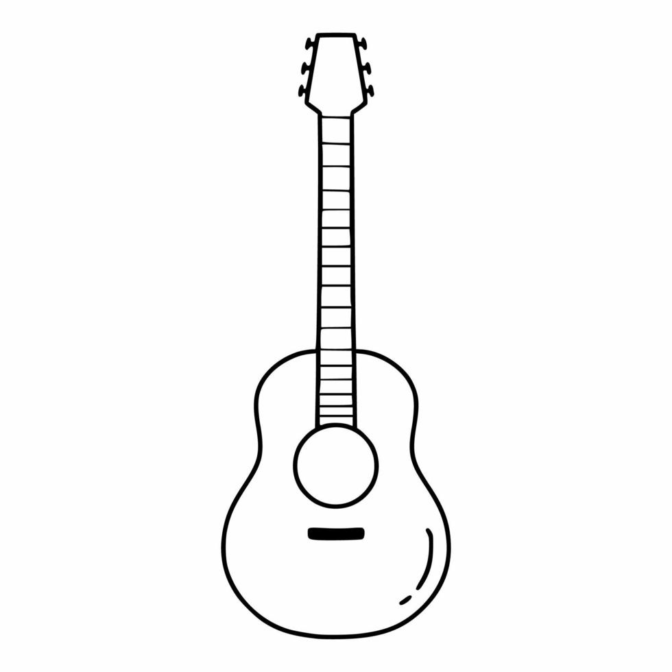 guitarra en estilo de doodle. boceto dibujado a mano. instrumento musical. vector
