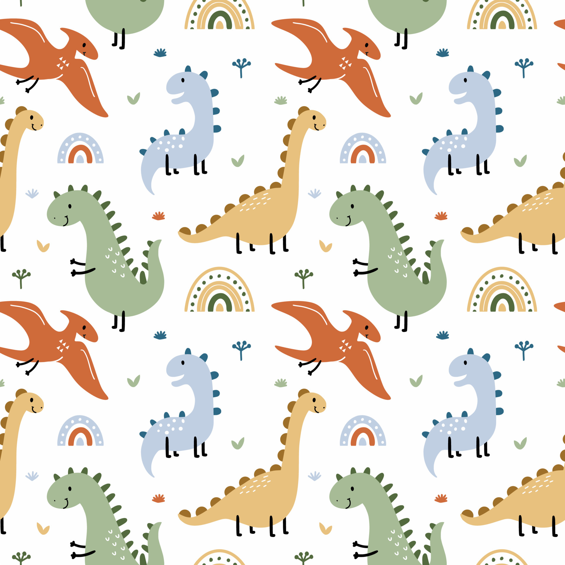 patrón sin fisuras con dinosaurio y pterodáctilo. animales prehistóricos.  Fondo para coser ropa infantil, impresión en tela y papel de embalaje.  4899948 Vector en Vecteezy