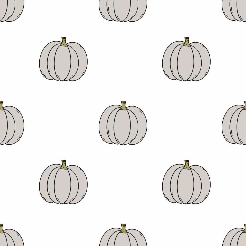 Seamless pattern with cute pumpkin doodle style. Autumn harvest. Background for sewing children clothing and printing fabric. Wrapping paper Halloween holiday. vector