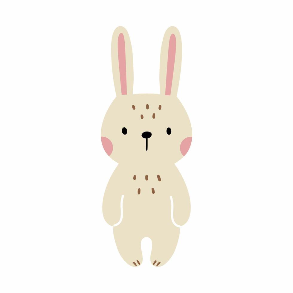 Cute rabbit in doodle style. Drawing of hare for children poster. Easter bunny. vector