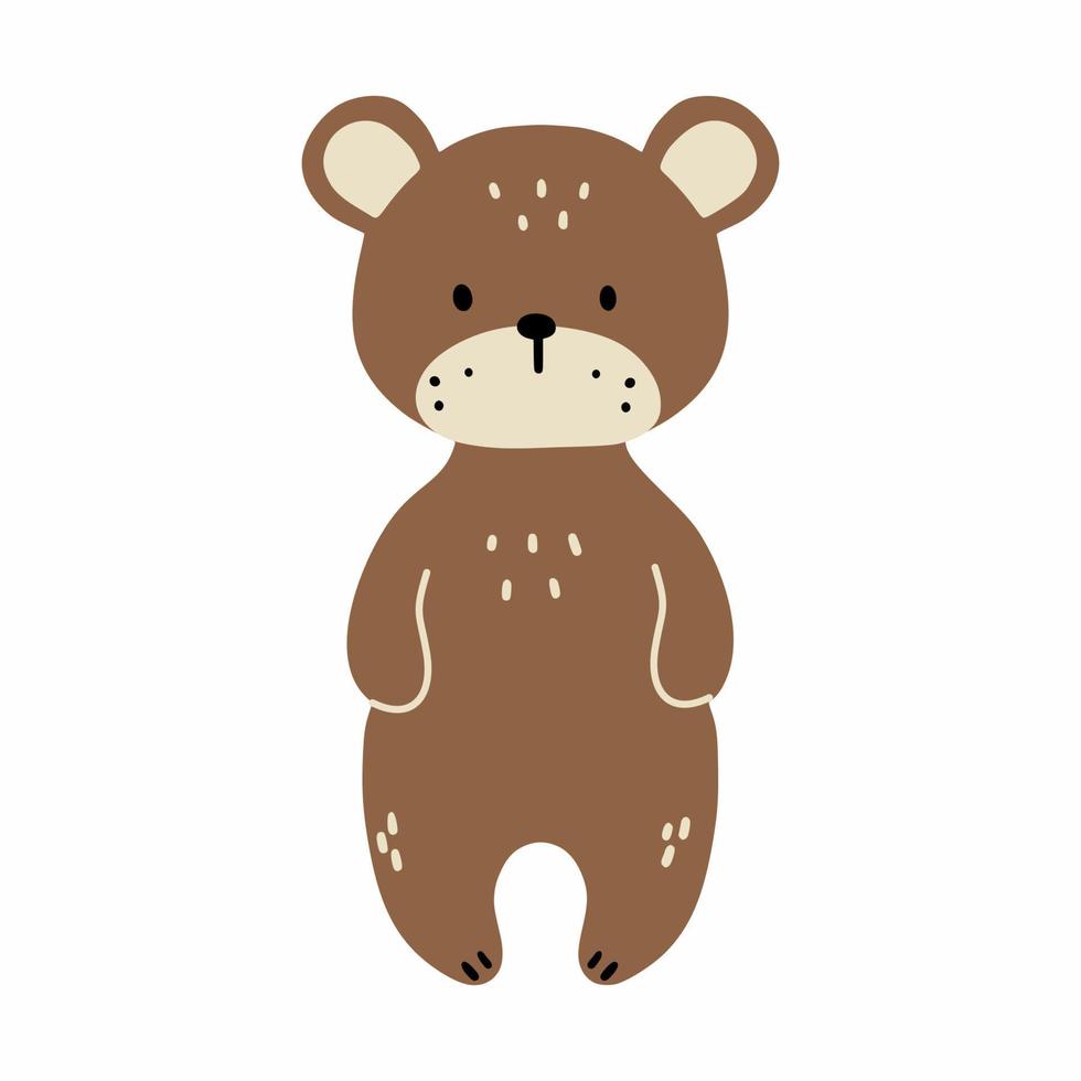 lindo oso en estilo doodle para imprimir en una camiseta infantil. cuadro con animales para niño. vector