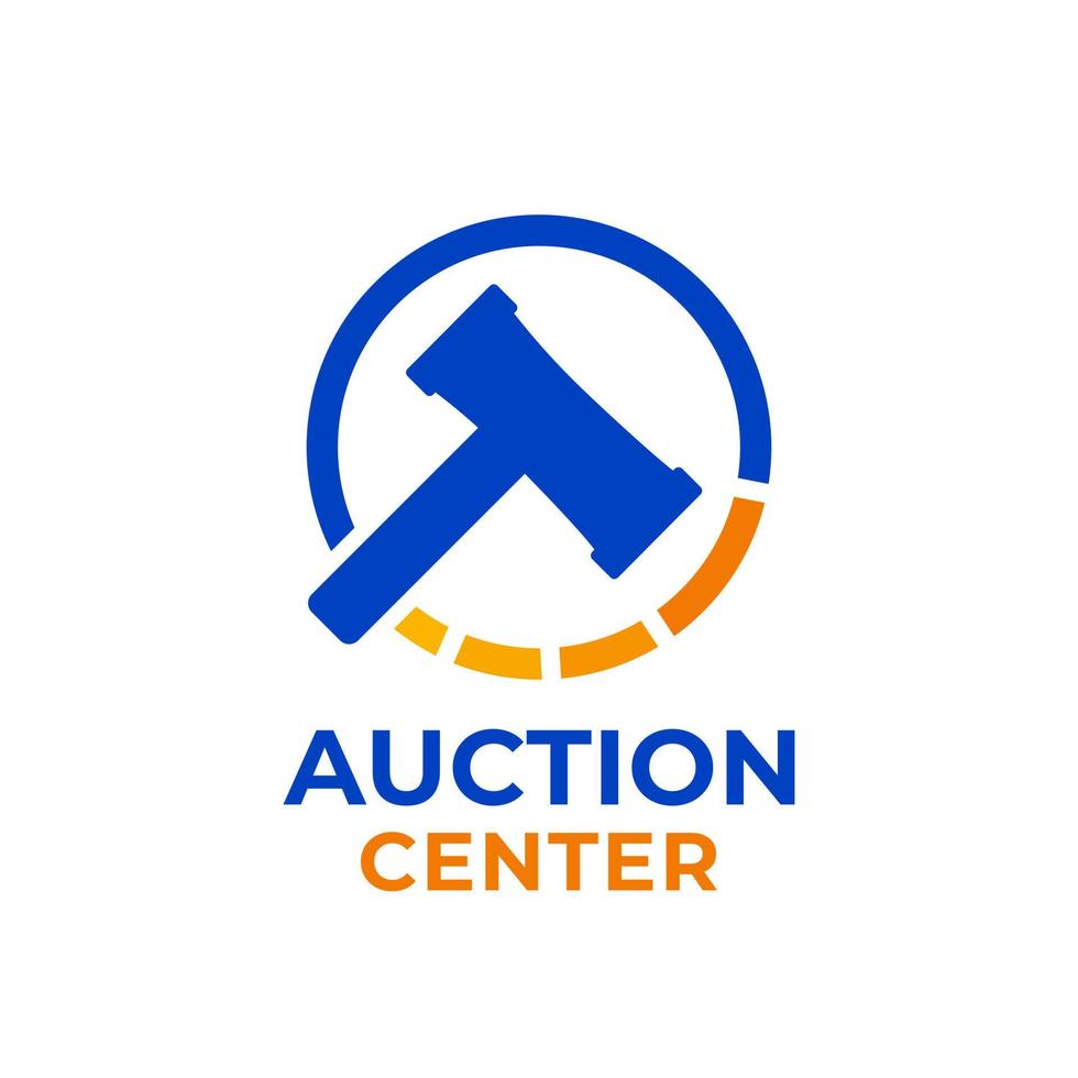 simple Auction Hammer logo design vector