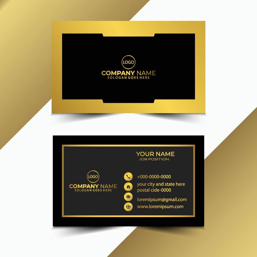 Luxury and elegant black gold business cards template on black background. Vector illustration