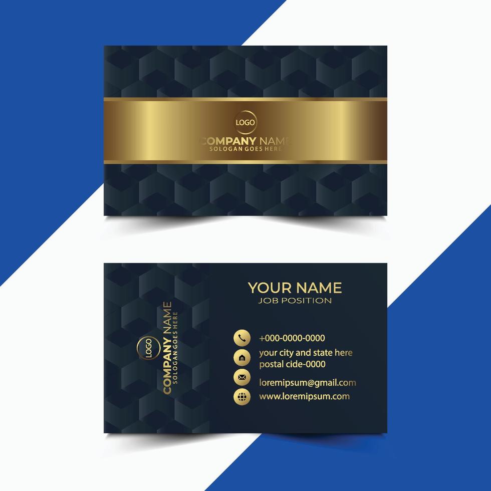 Luxury and elegant black gold business cards template on black background. Vector illustration