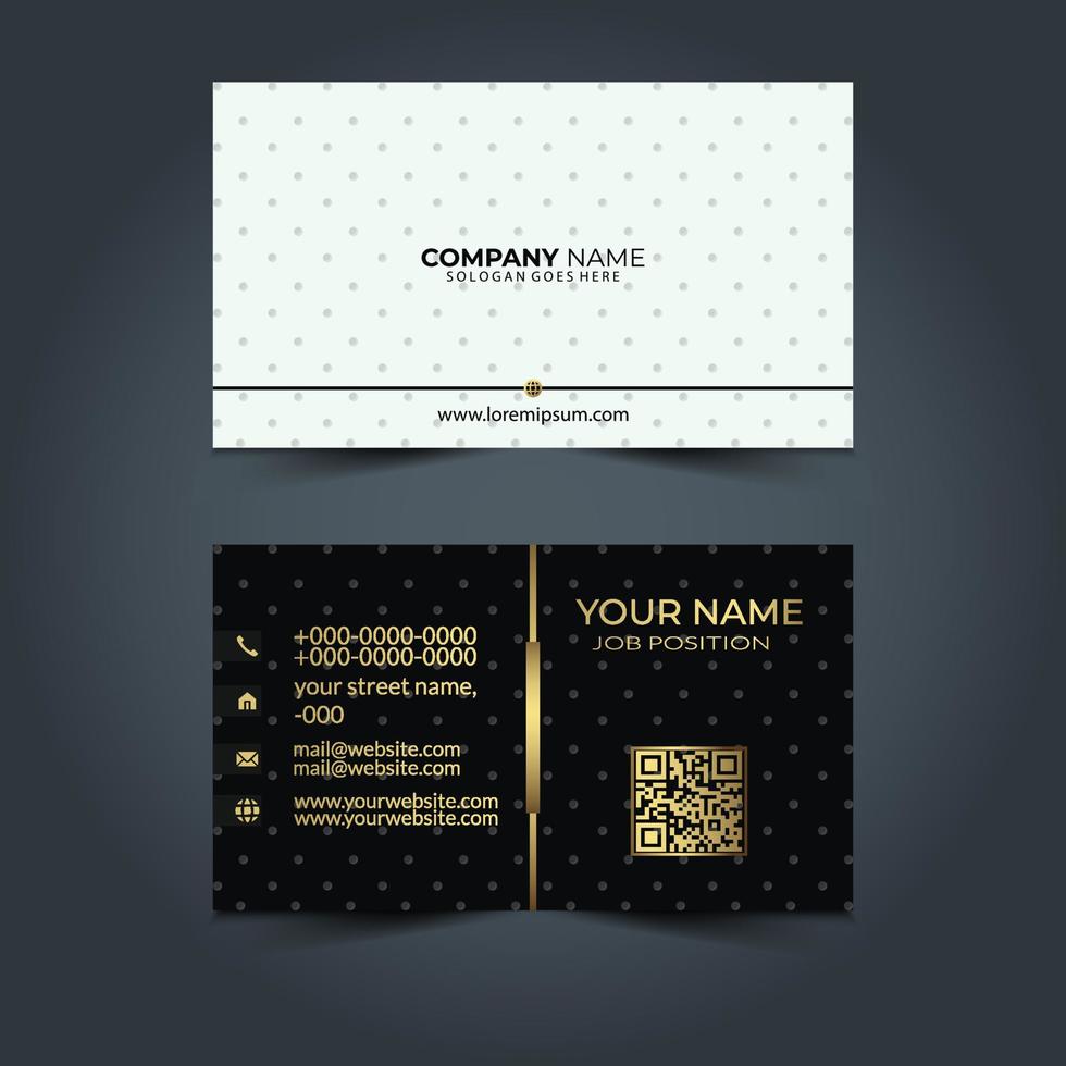 Plantilla de tarjetas de visita de lujo y elegante en oro negro sobre fondo negro. ilustración vectorial vector