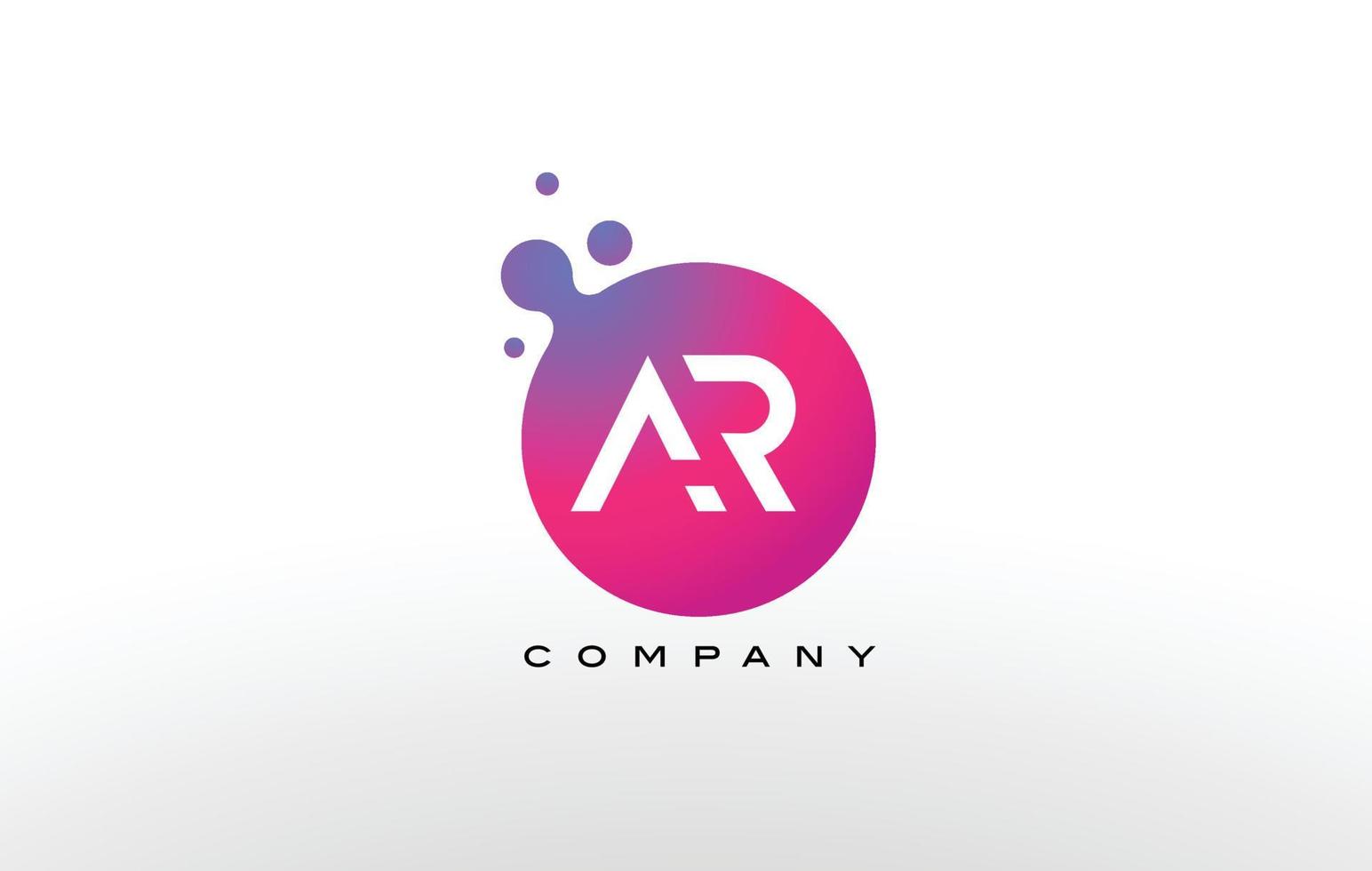 AR Letter Dots Logo Design with Creative Trendy Bubbles. vector