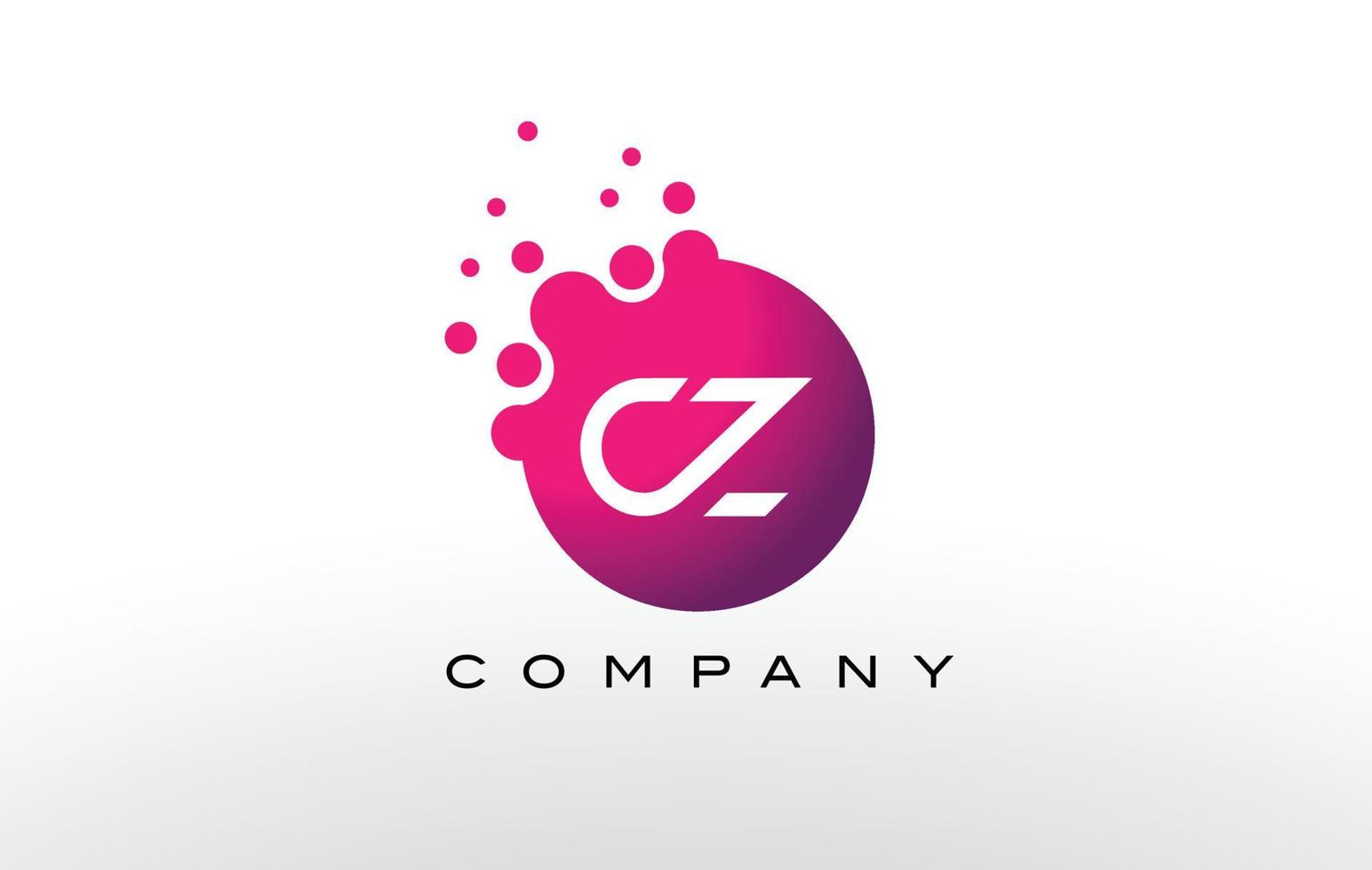 Diseño de logotipo de puntos de letra cz con burbujas de moda creativas. vector