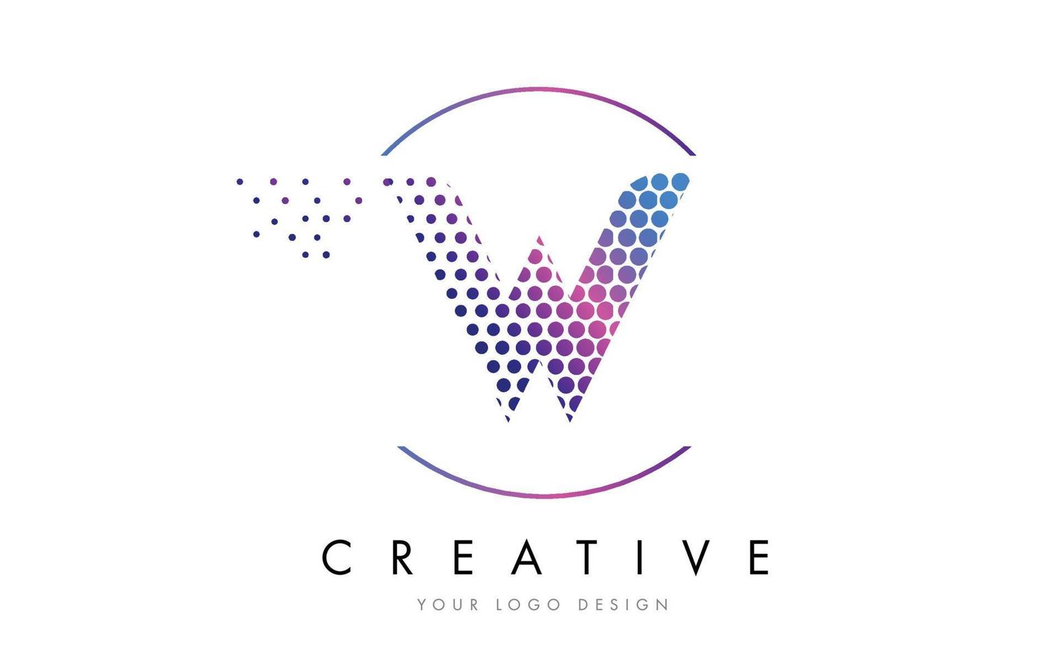 W Pink Magenta Dotted Bubble Letter Logo Design Vector