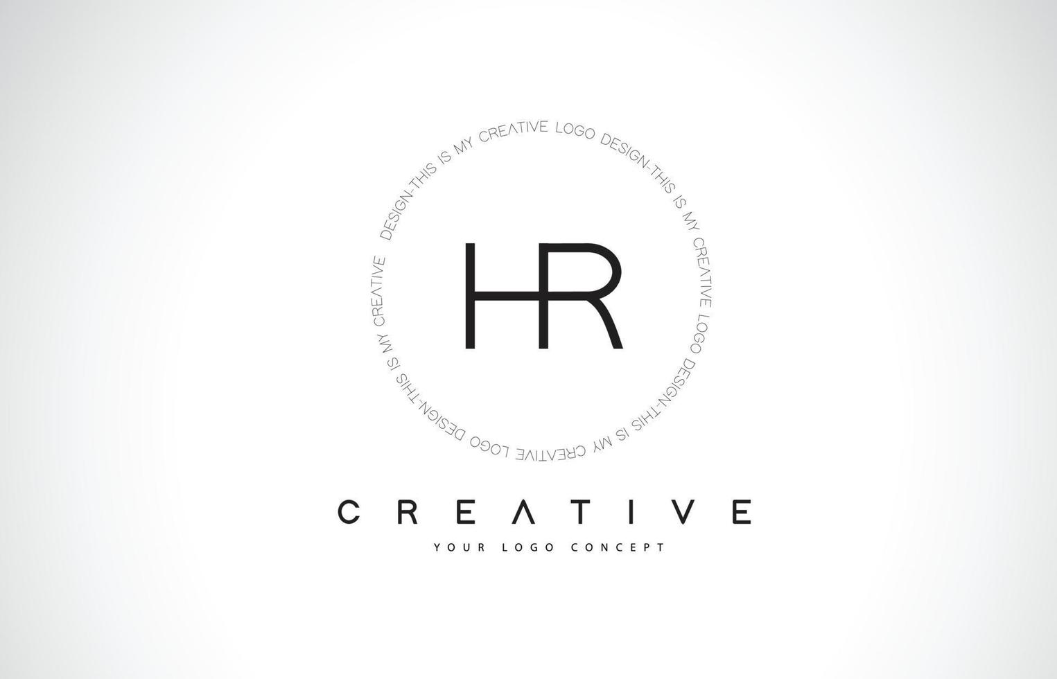 HR H R Logo Design with Black and White Creative Text Letter Vector. vector