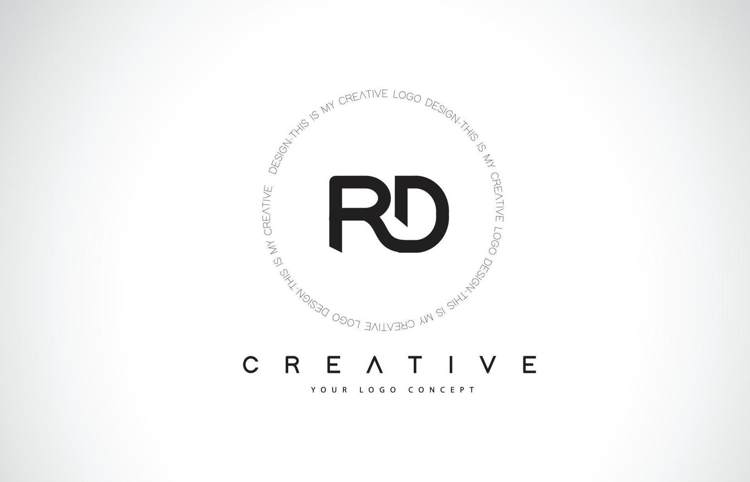 RD R D Logo Design with Black and White Creative Text Letter Vector. vector