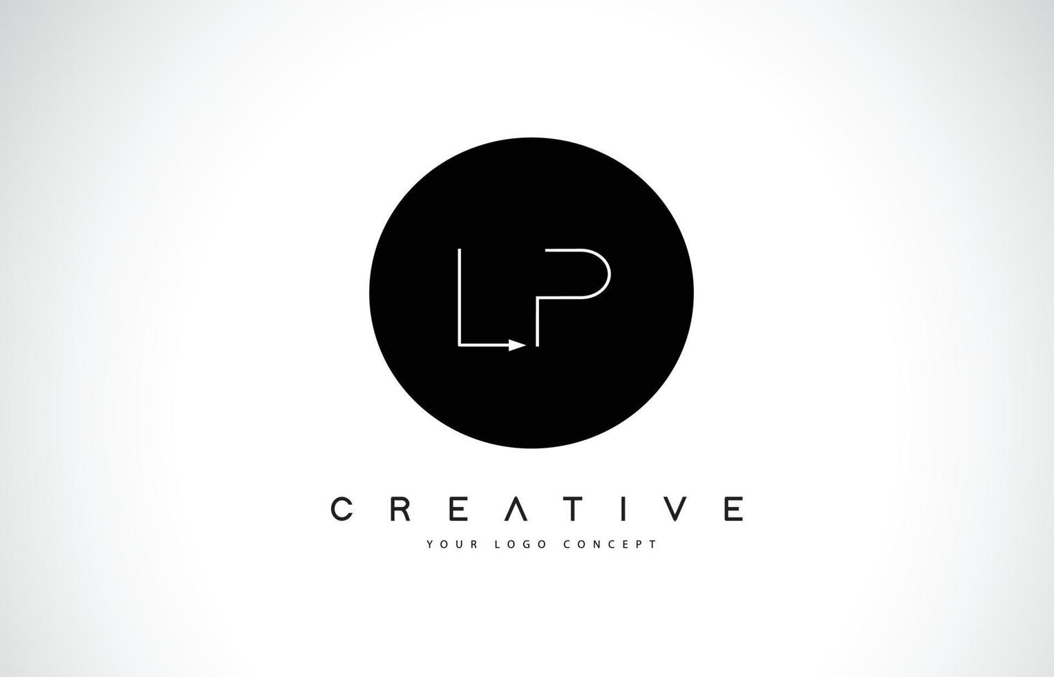 LP L P Logo Design with Black and White Creative Text Letter Vector. vector