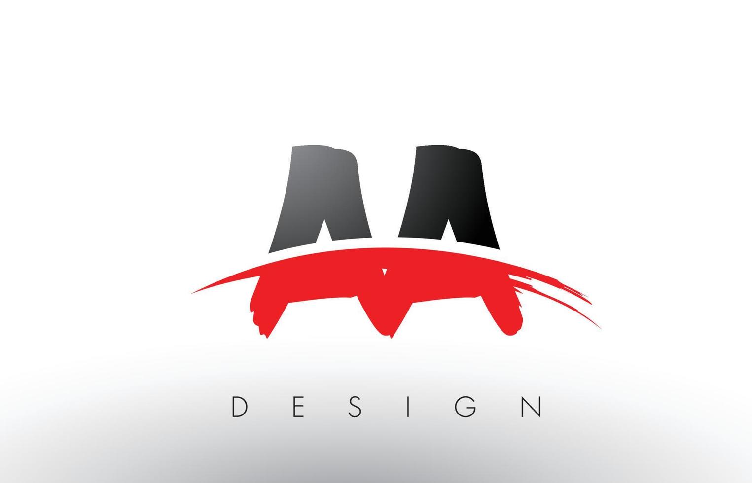 aa un logotipo de pincel letras con frente de pincel swoosh rojo y negro vector