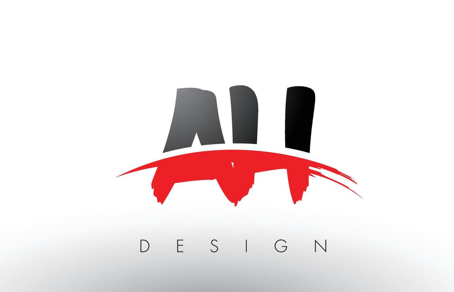 AH A H Brush Logo Letters with Red and Black Swoosh Brush Front vector