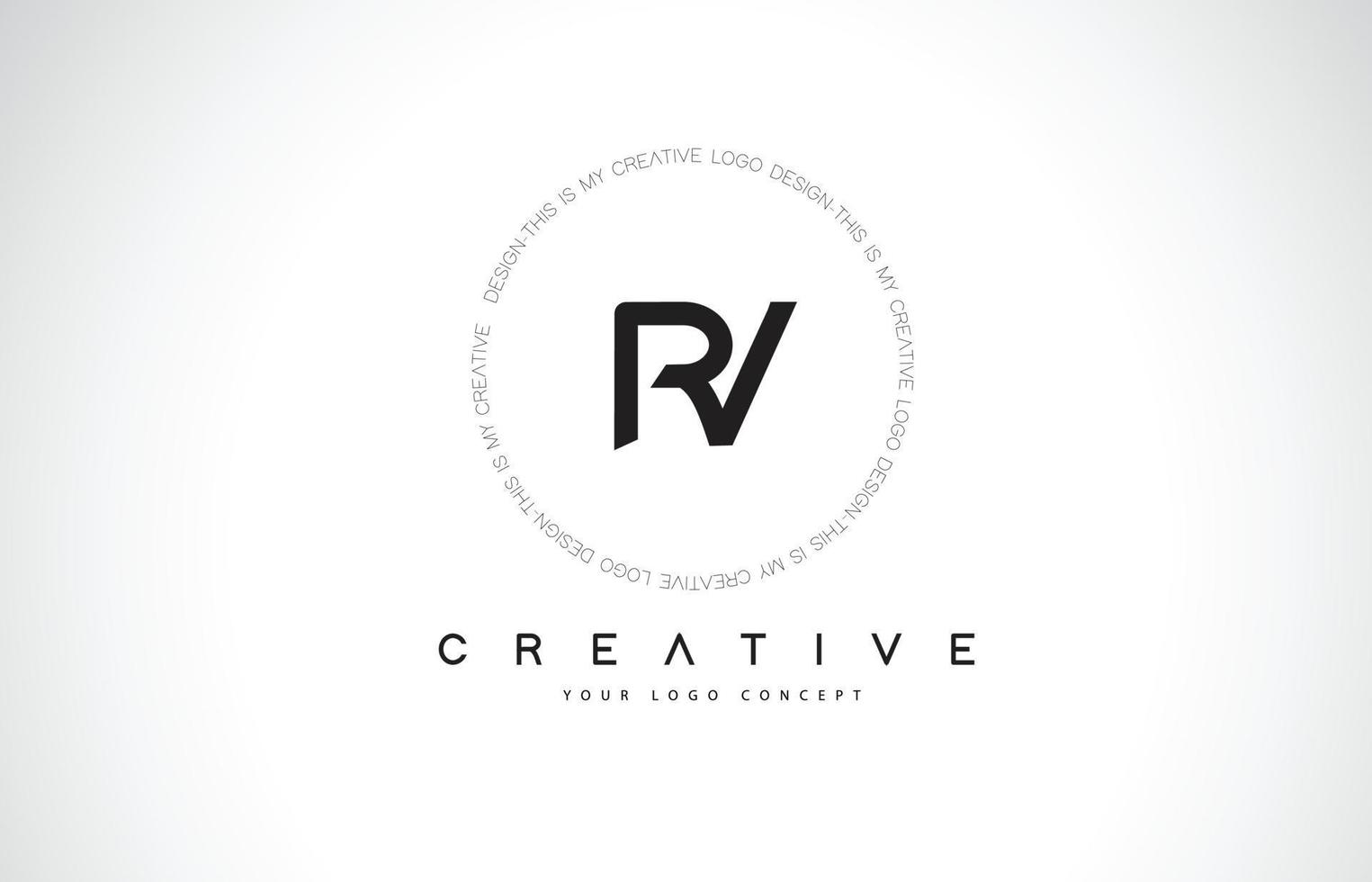 RV R V Logo Design with Black and White Creative Text Letter Vector. vector