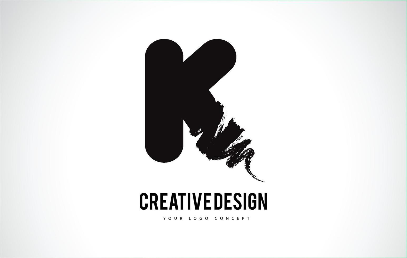 K Letter Logo Design Brush Paint Stroke. Artistic Black Paintbrush Stroke. vector