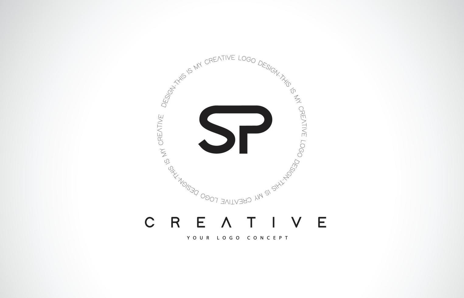 SP S P Logo Design with Black and White Creative Text Letter Vector. vector
