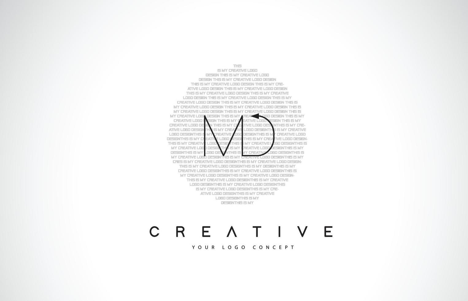 MD M D Logo Design with Black and White Creative Text Letter Vector. vector