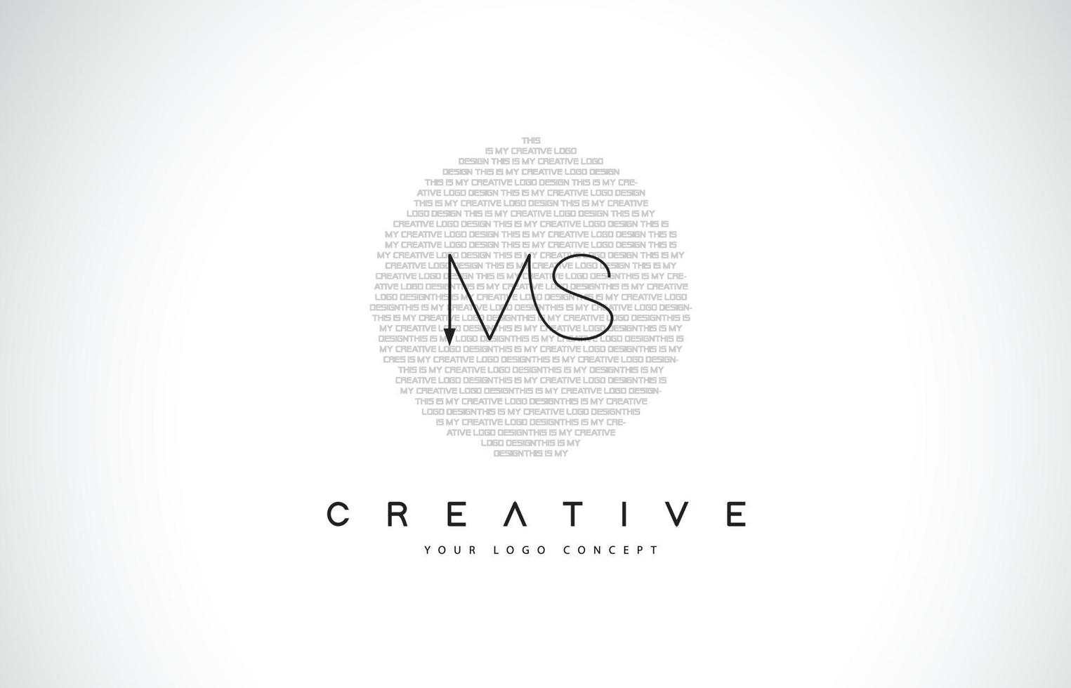 MS M S Logo Design with Black and White Creative Text Letter Vector. vector