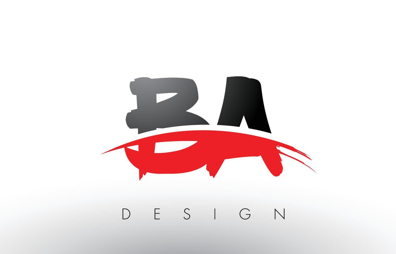 BA B A Brush Logo Letters with Red and Black Swoosh Brush Front vector