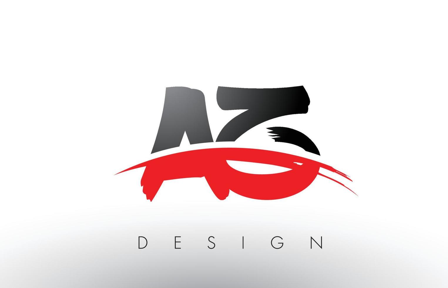 AZ A Z Brush Logo Letters with Red and Black Swoosh Brush Front vector