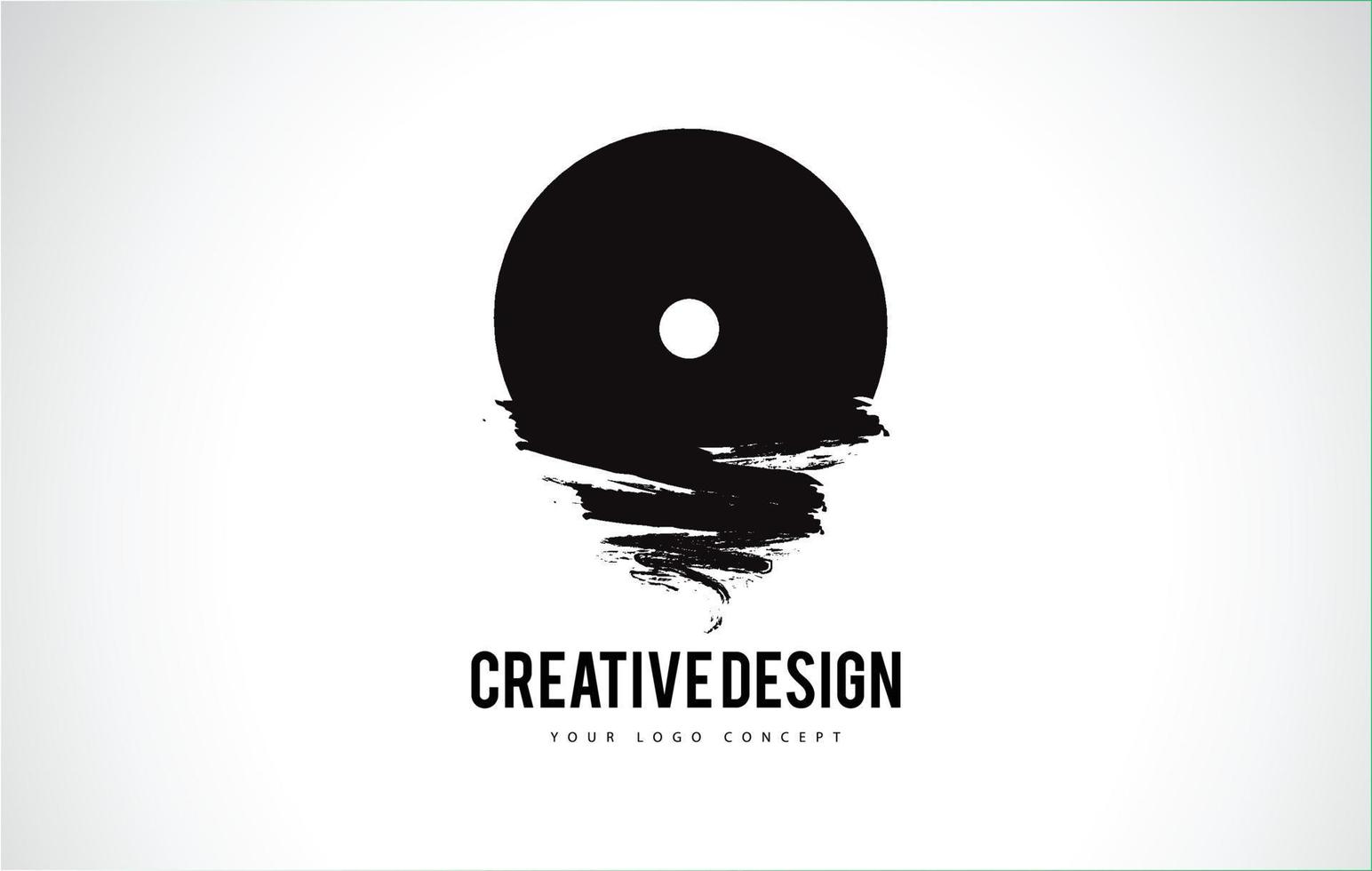 O Letter Logo Design Brush Paint Stroke. Artistic Black Paintbrush Stroke. vector