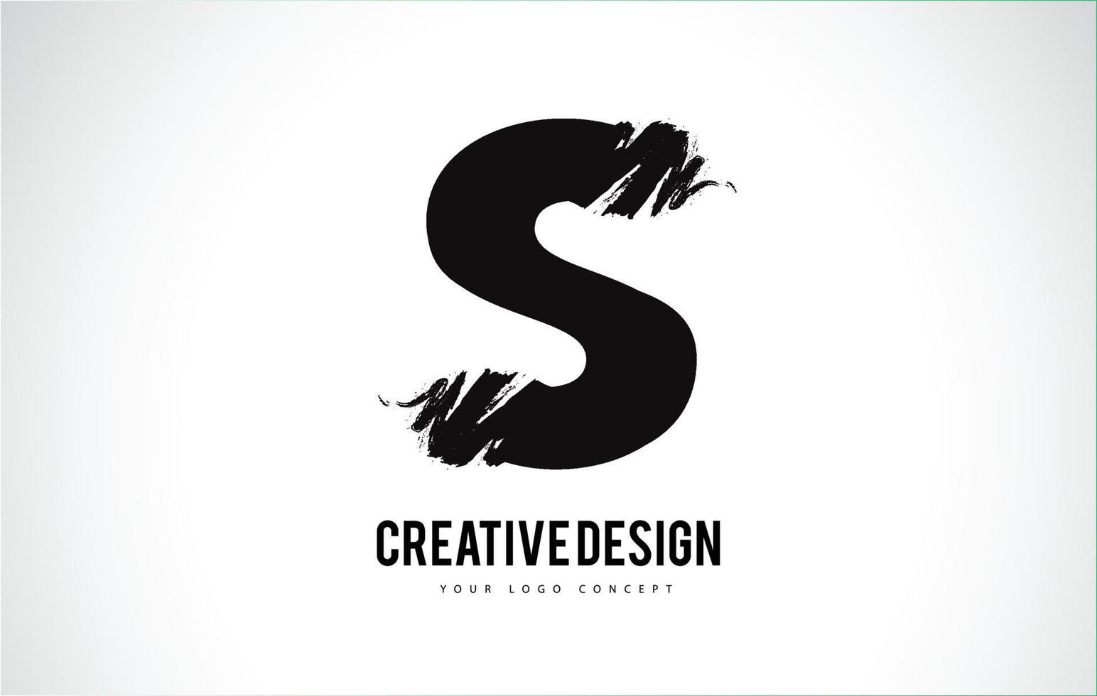 S Letter Logo Design Brush Paint Stroke. Artistic Black Paintbrush Stroke. vector