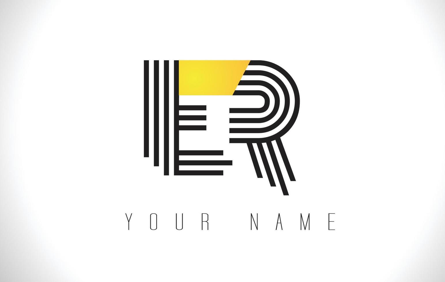 ER Black Lines Letter Logo. Creative Line Letters Vector Template.