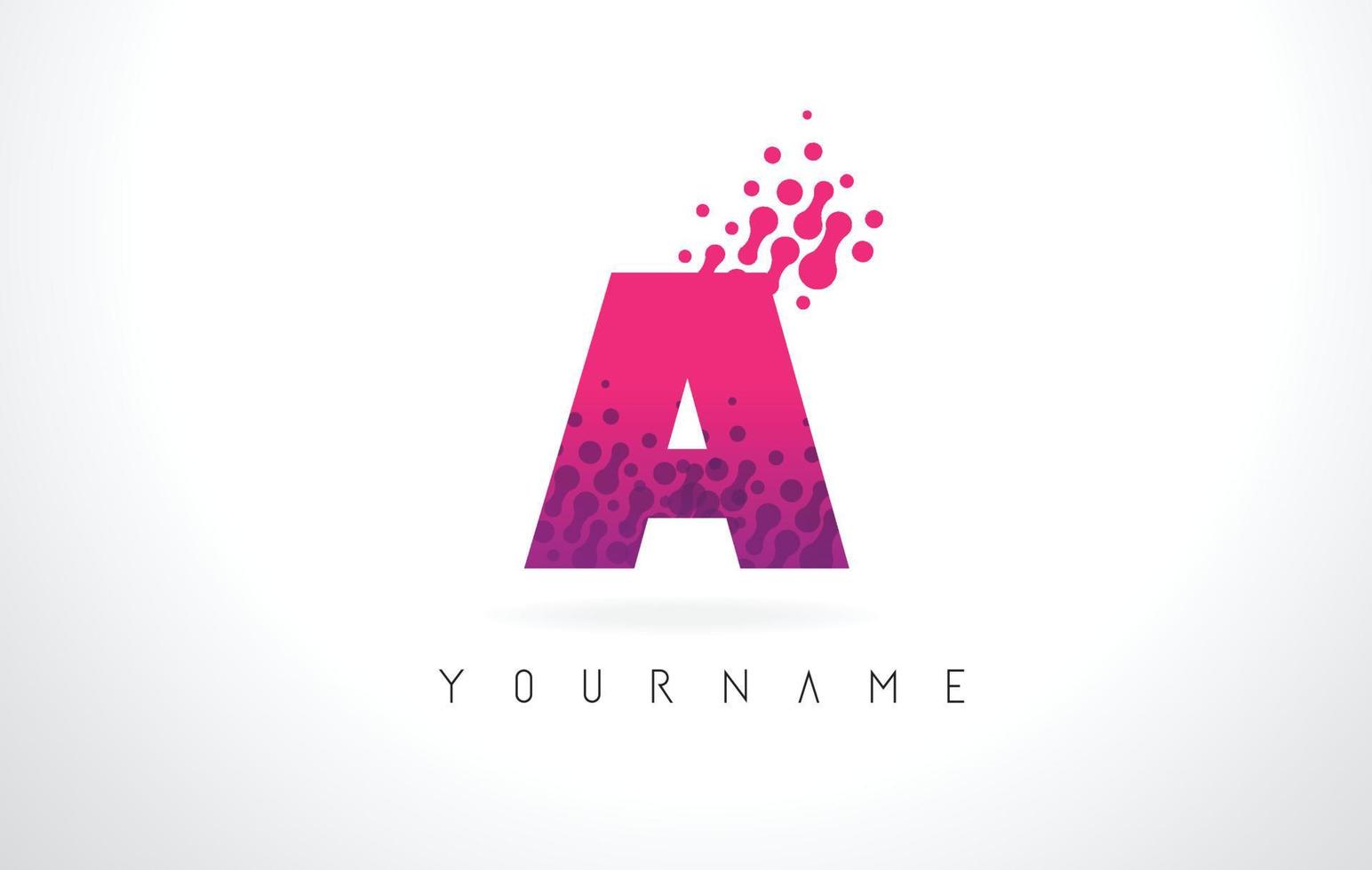 A Letter Logo with Pink Purple Color and Particles Dots Design. vector