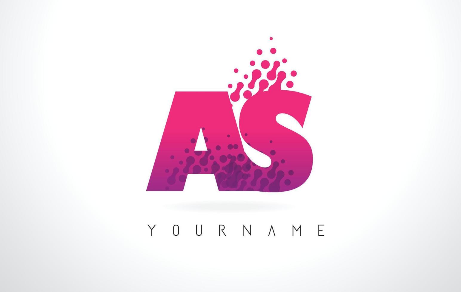 AS A S Letter Logo with Pink Purple Color and Particles Dots Design. vector