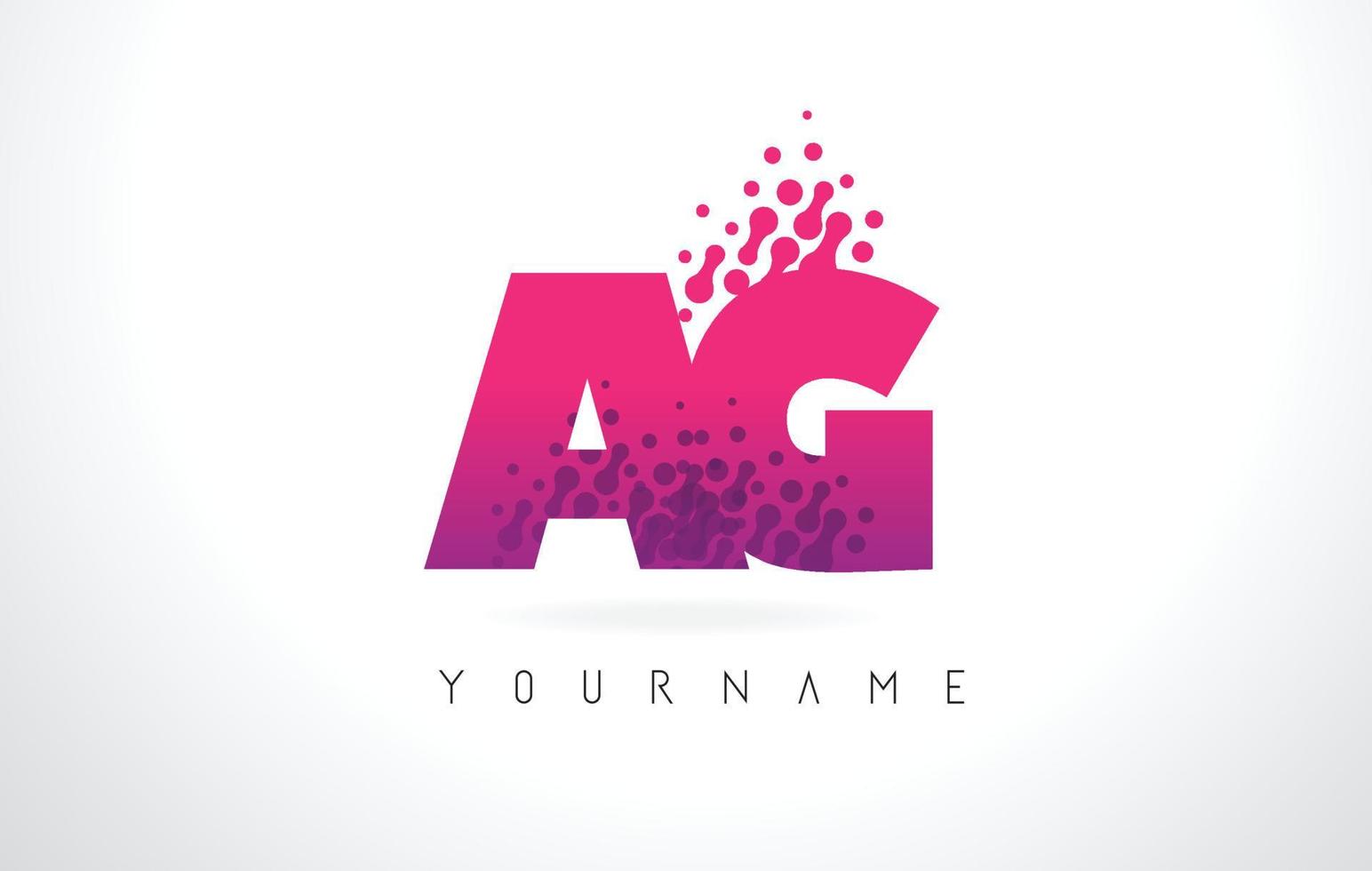 AG A G Letter Logo with Pink Purple Color and Particles Dots Design. vector