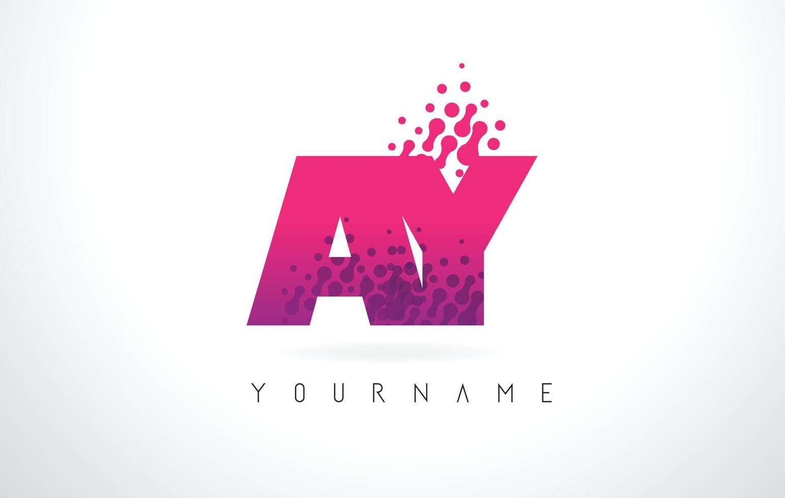 AY A Y Letter Logo with Pink Purple Color and Particles Dots Design. vector