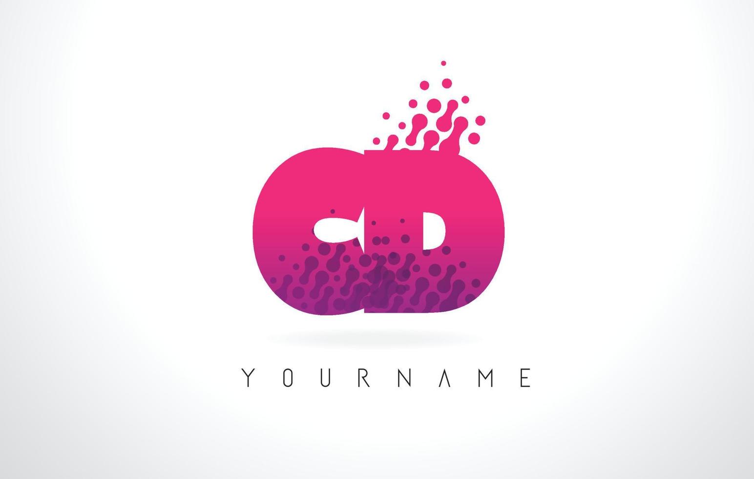 CD C D Letter Logo with Pink Purple Color and Particles Dots Design. vector