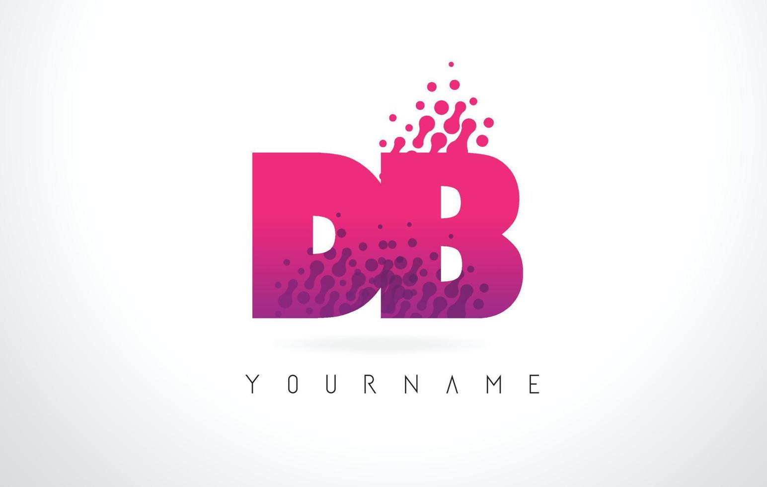 Logotipo de letra db db con diseño de puntos de partículas y color rosa púrpura. vector