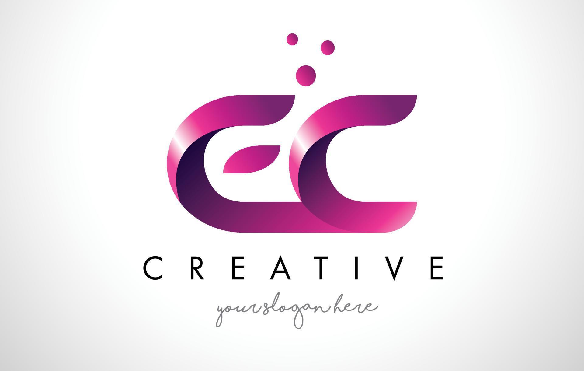 EC Letter Logo Design with Purple Colors and Dots 4900509 Vector Art at