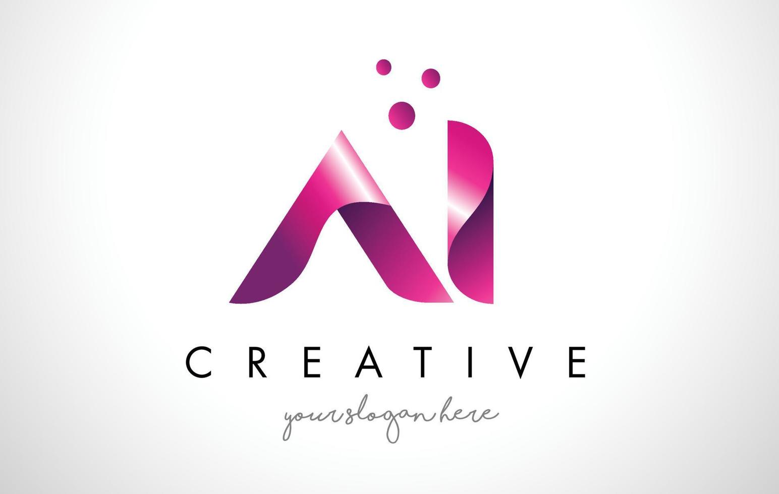 IA Letter Logo Design with Purple Colors and Dots vector