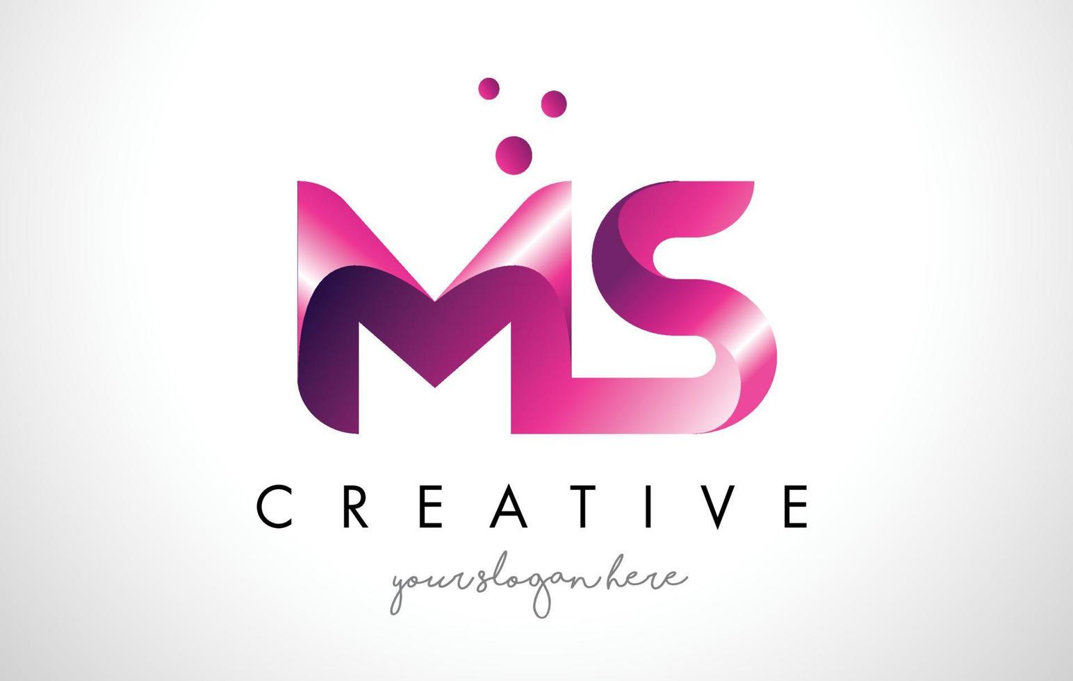 MS Letter Logo Design with Purple Colors and Dots vector