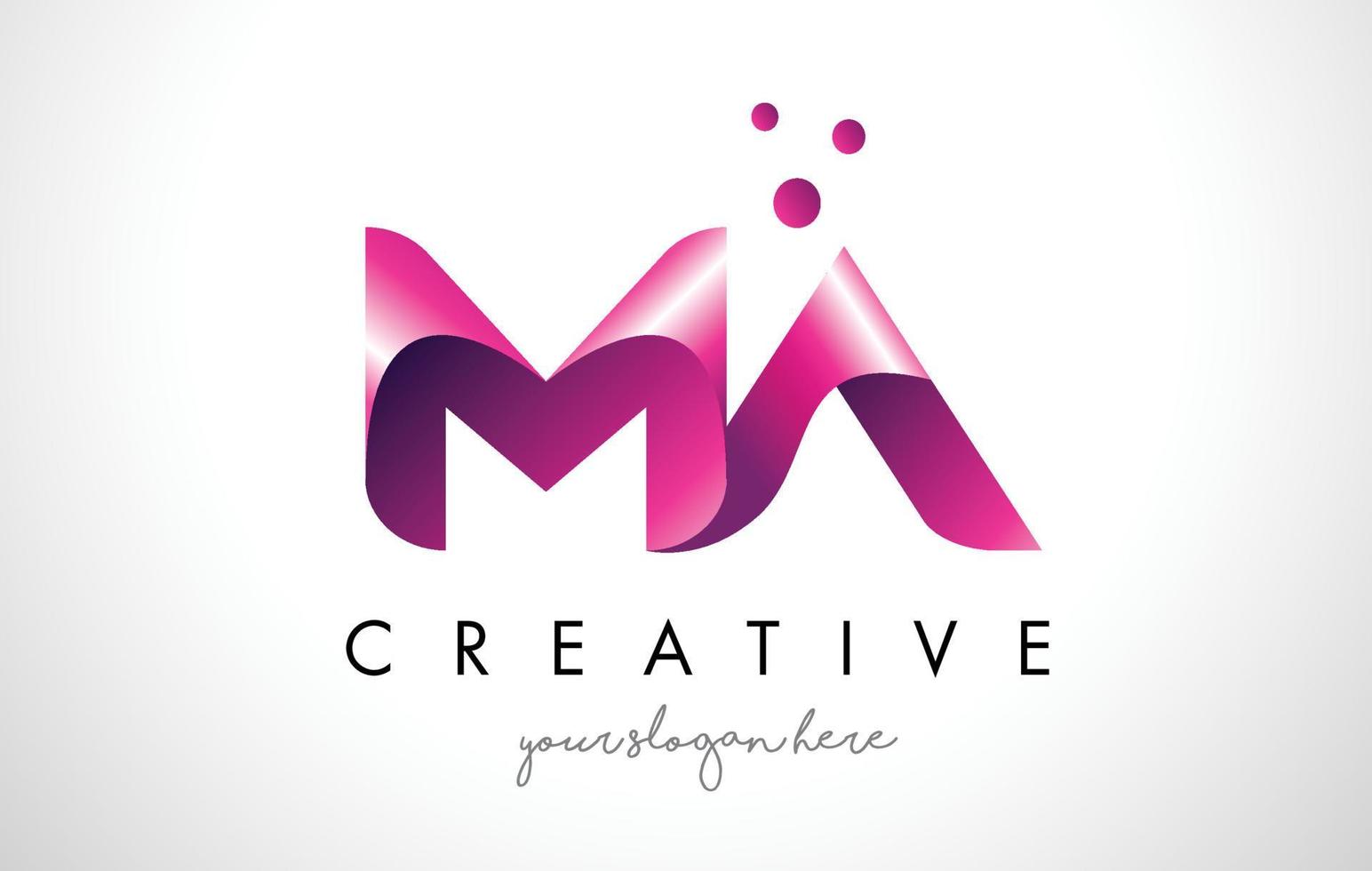 MA Letter Logo Design with Purple Colors and Dots vector