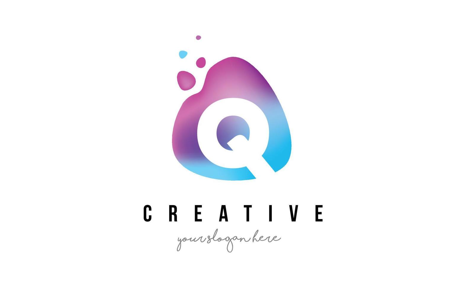 Q Letter Dots Logo Design with Oval Shape. vector