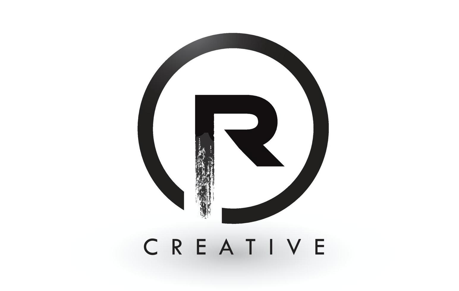 R Brush Letter Logo Design. Creative Brushed Letters Icon Logo. vector