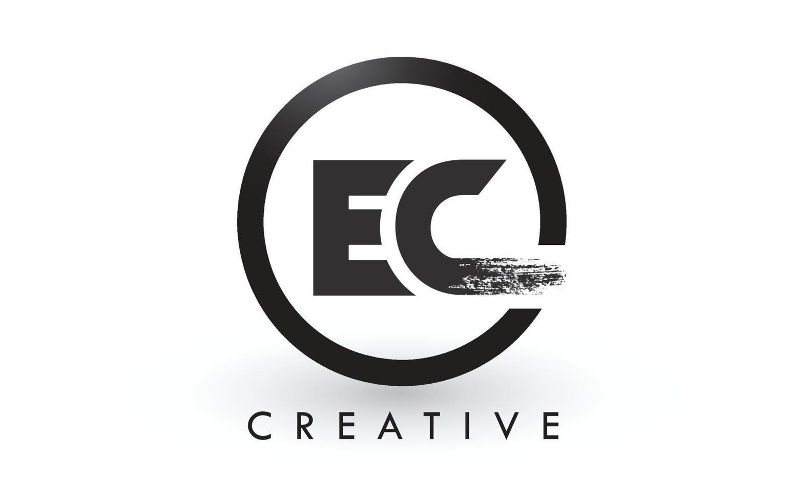 Diseño de logotipo de letra CE cepillo. Logotipo de icono de letras cepilladas creativas. vector