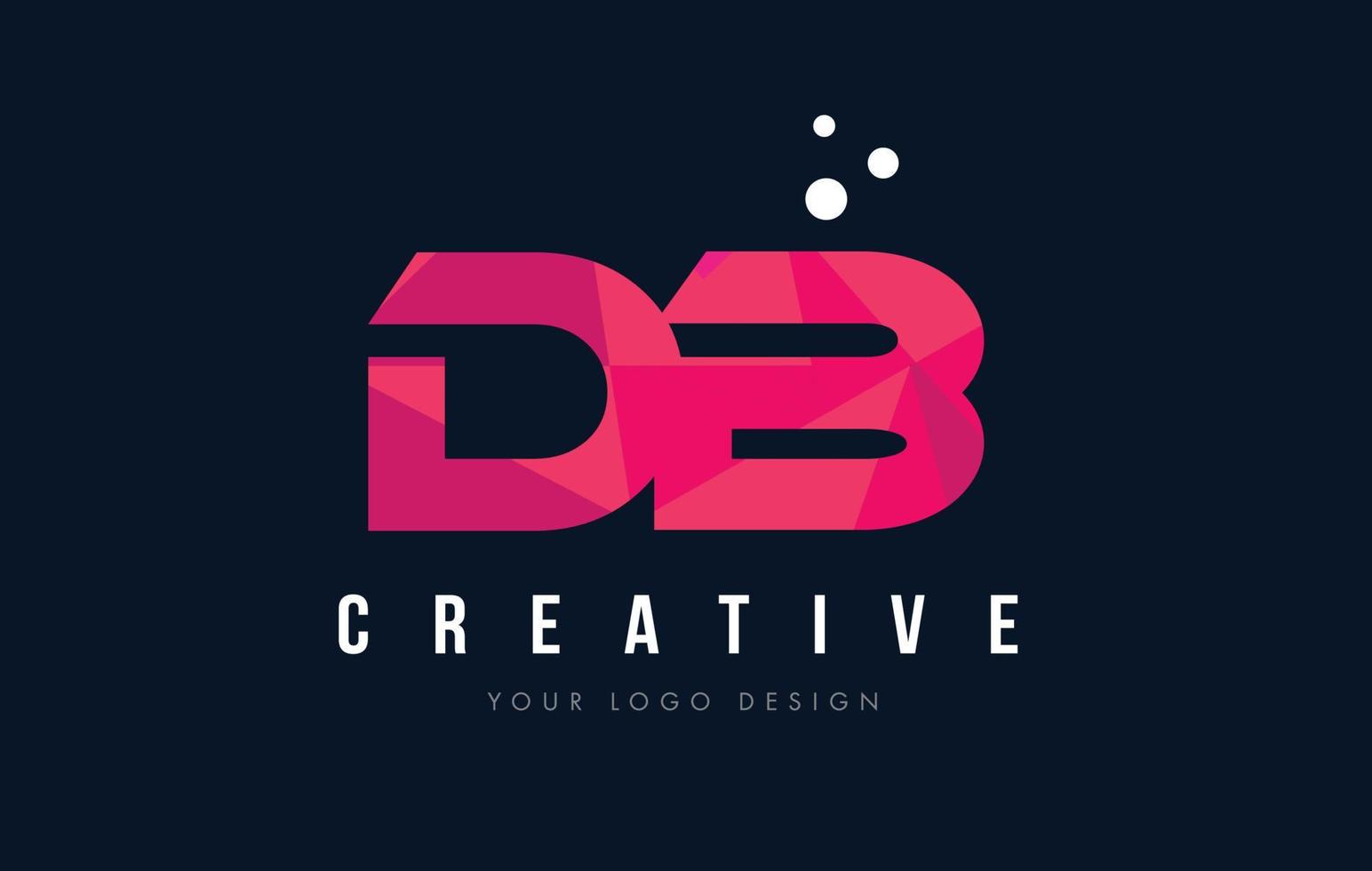 Logotipo de letra db db con concepto de triángulos rosa púrpura low poly vector