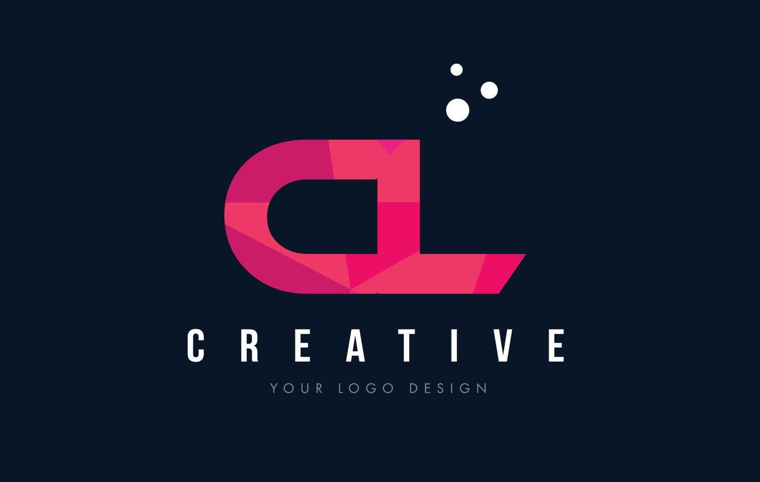 CL C L Letter Logo with Purple Low Poly Pink Triangles Concept vector