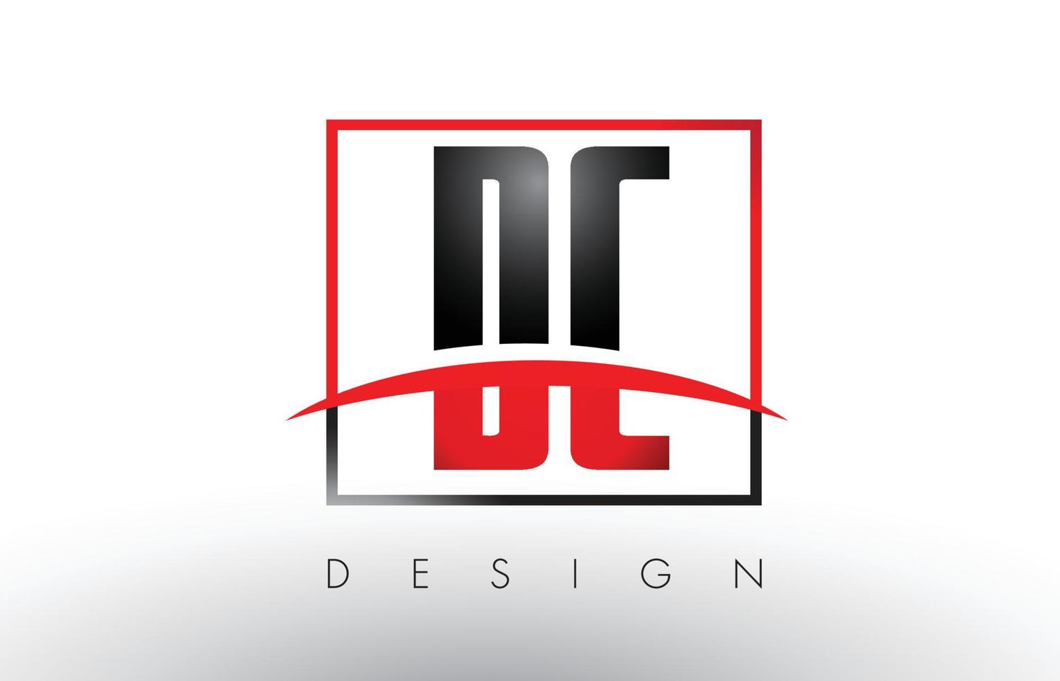 letras del logotipo de dc dc con colores rojo y negro y swoosh. vector